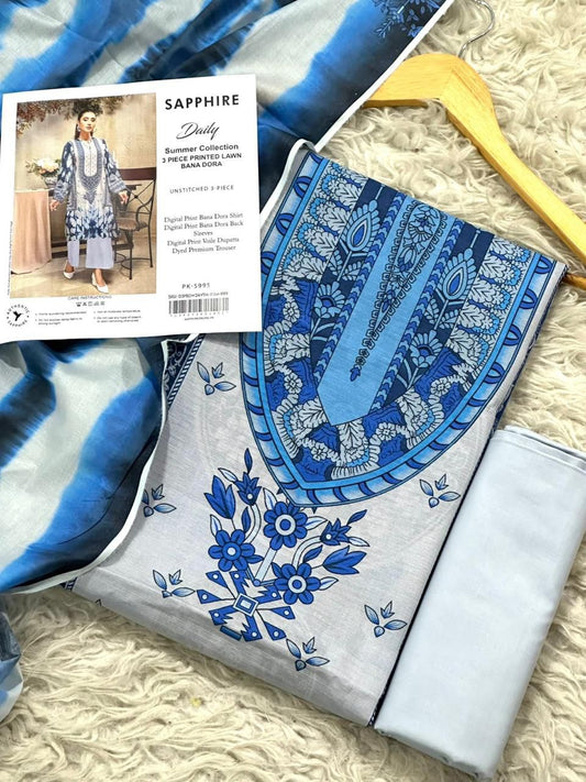 3 PIECE - SAPPHIRE DORYA LAWN THREE PIECE