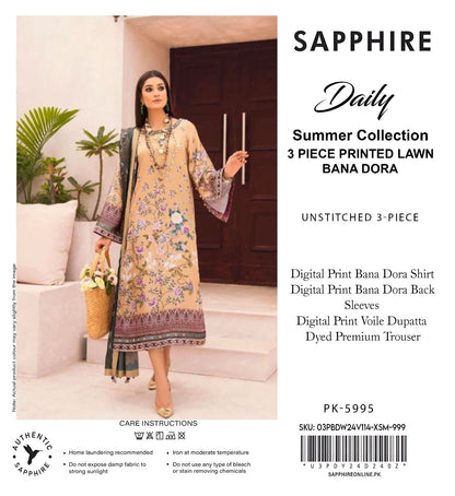 SAPPHIRE DORYA LAWN THREE PIECE