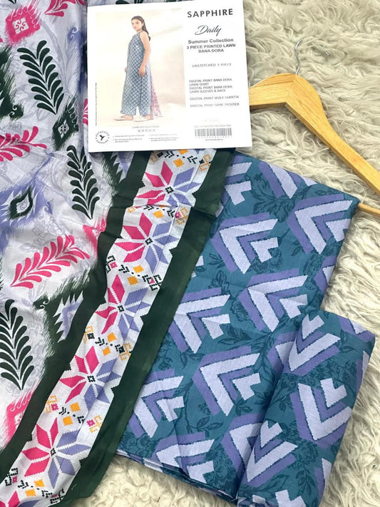 3 PIECE - SAPPHIRE DORYA LAWN THREE PIECE