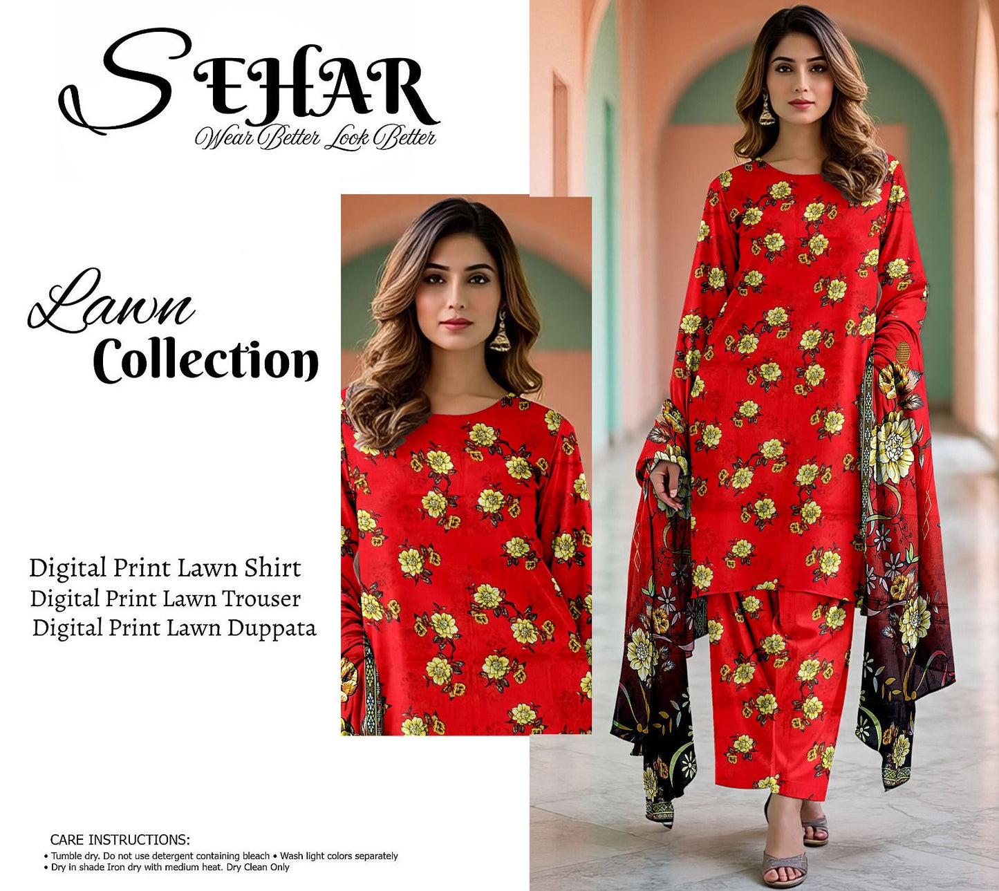 SAHAR DIGITAL LAWN THREE PIECE