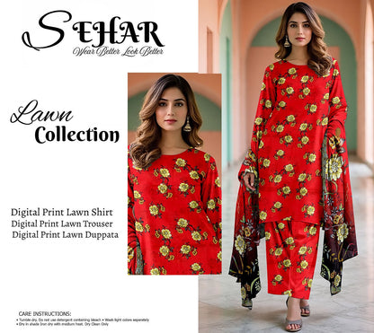 SAHAR DIGITAL LAWN THREE PIECE