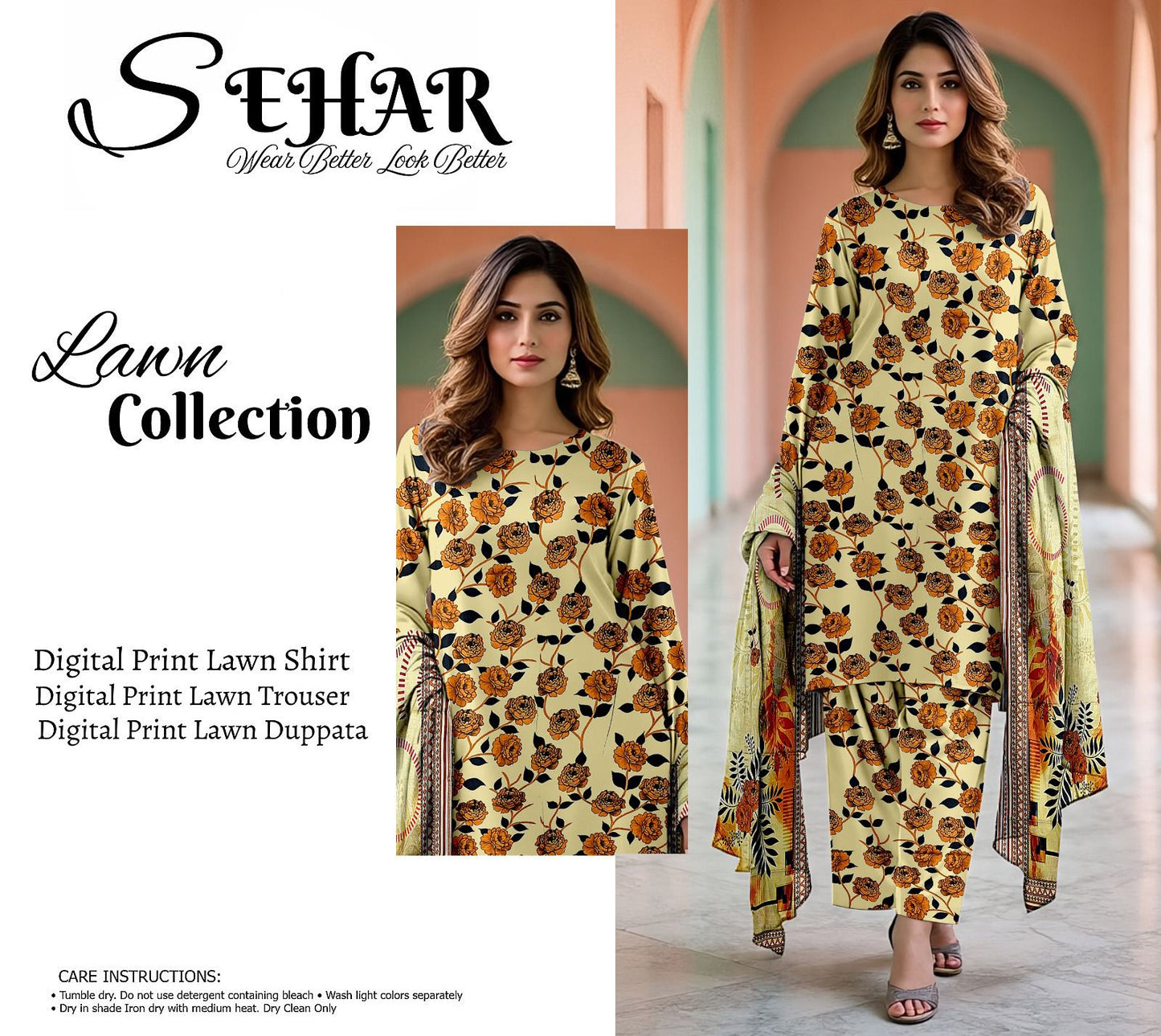 SAHAR DIGITAL LAWN THREE PIECE