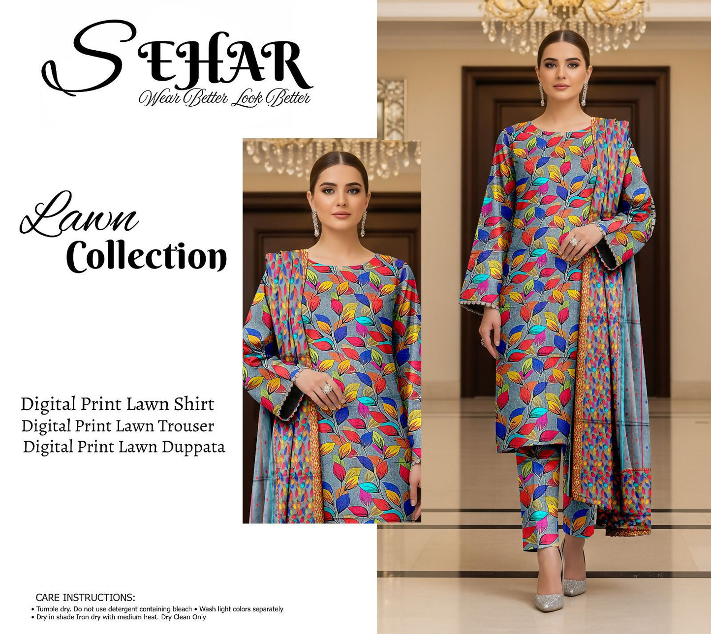 SAHAR DIGITAL LAWN THREE PIECE