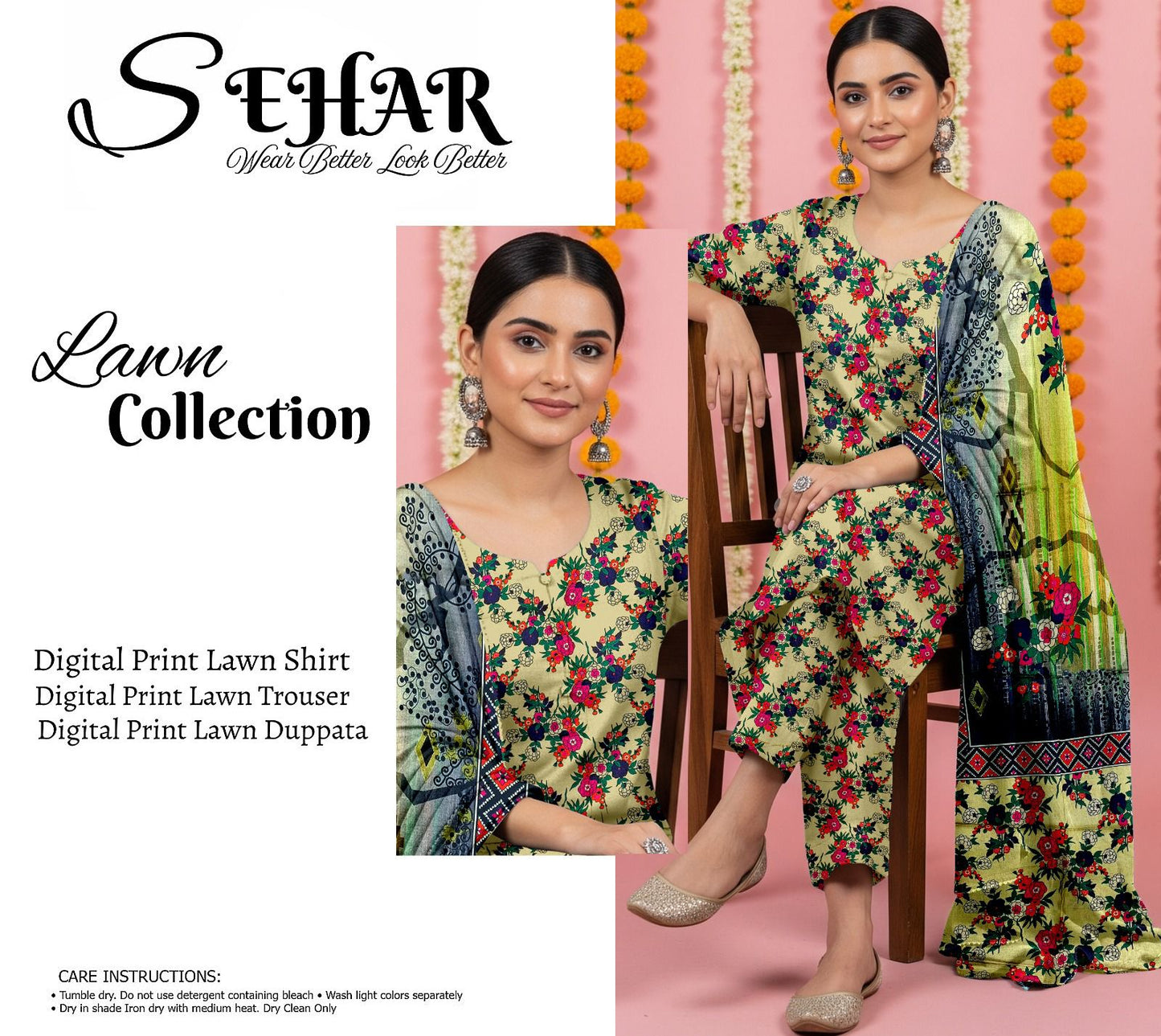 SAHAR DIGITAL LAWN THREE PIECE