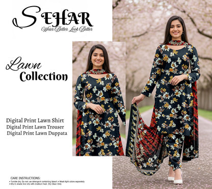 SAHAR DIGITAL LAWN THREE PIECE