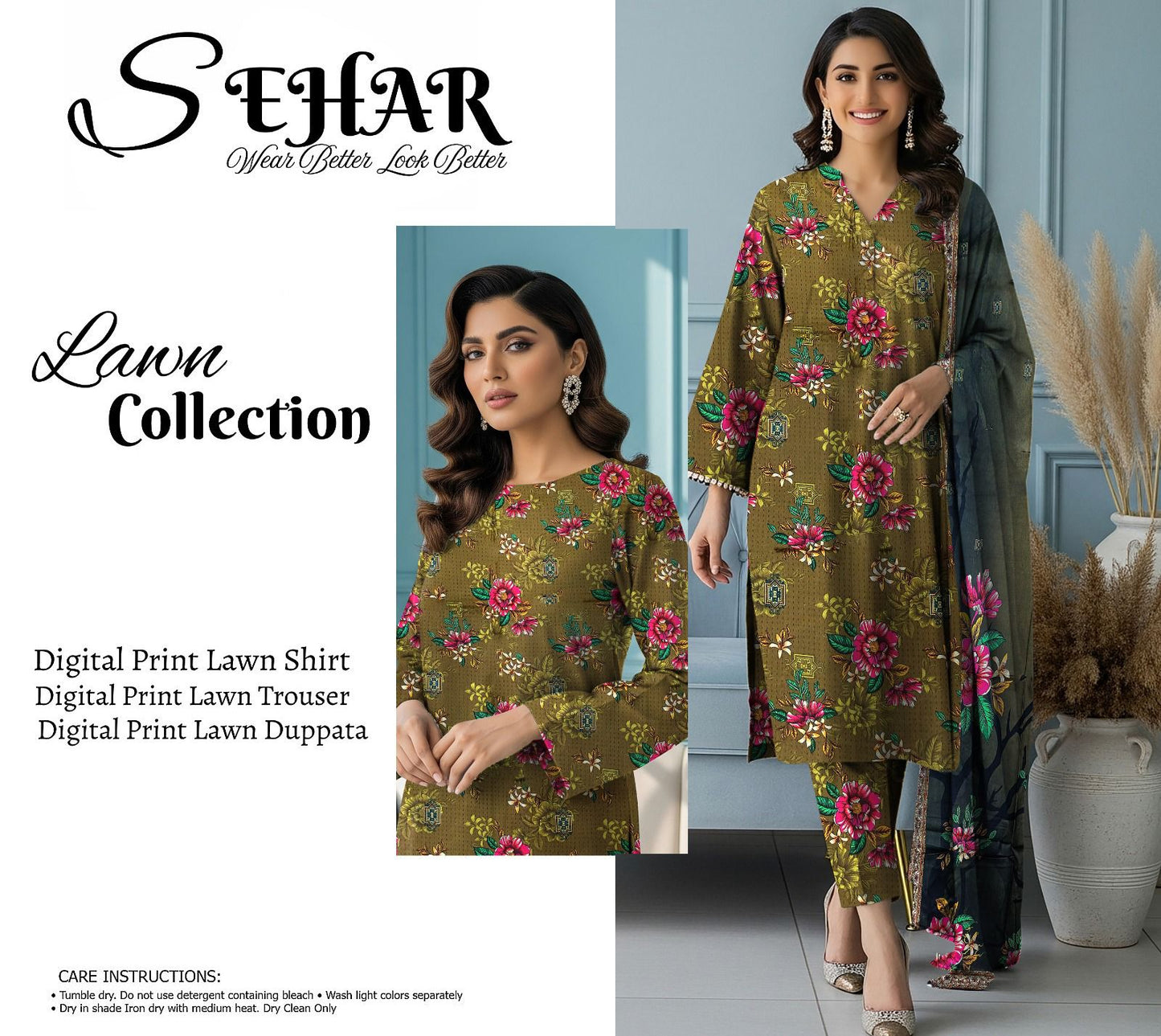 SAHAR DIGITAL LAWN THREE PIECE
