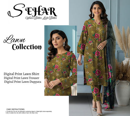 SAHAR DIGITAL LAWN THREE PIECE