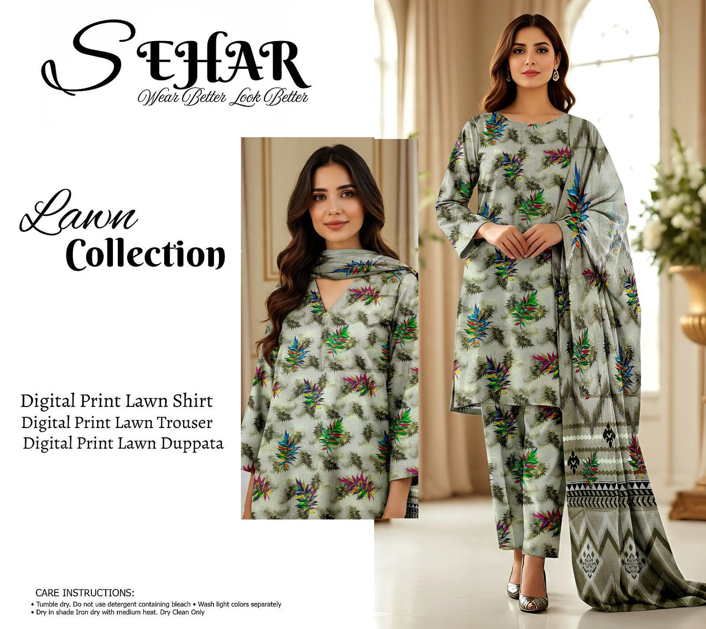SAHAR DIGITAL LAWN THREE PIECE