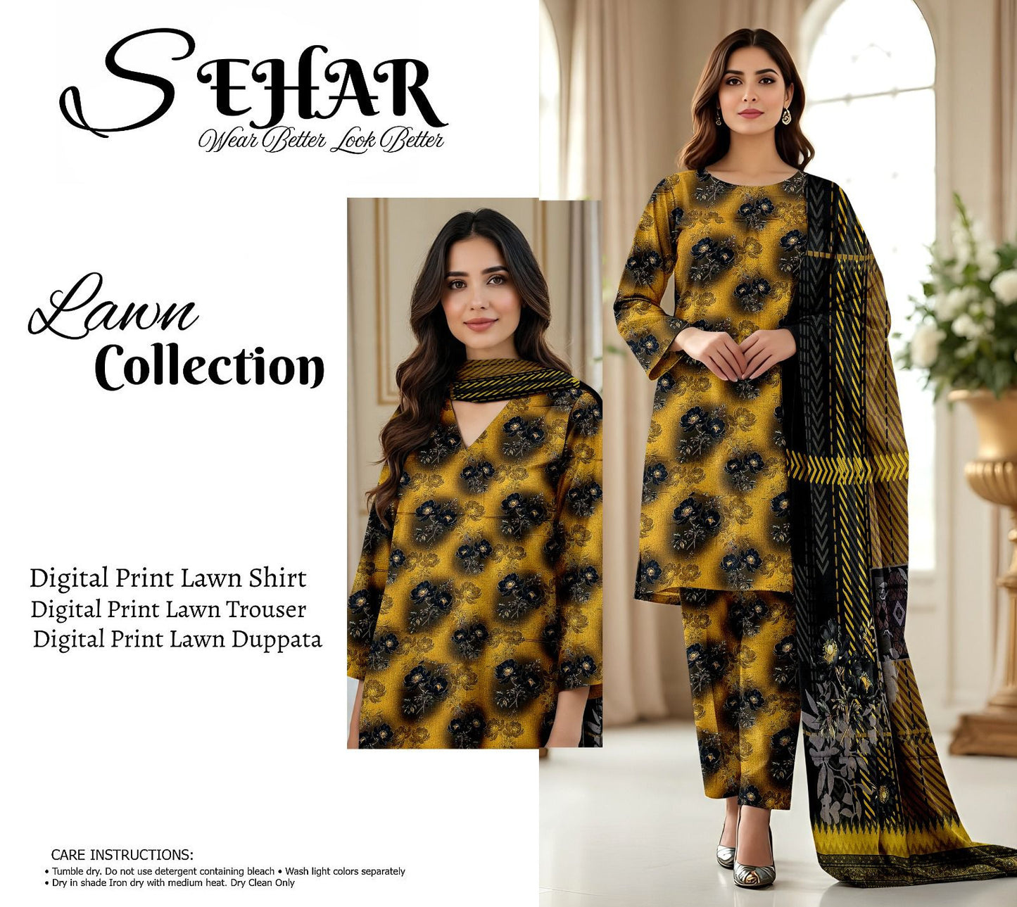 SAHAR DIGITAL LAWN THREE PIECE