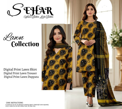 SAHAR DIGITAL LAWN THREE PIECE