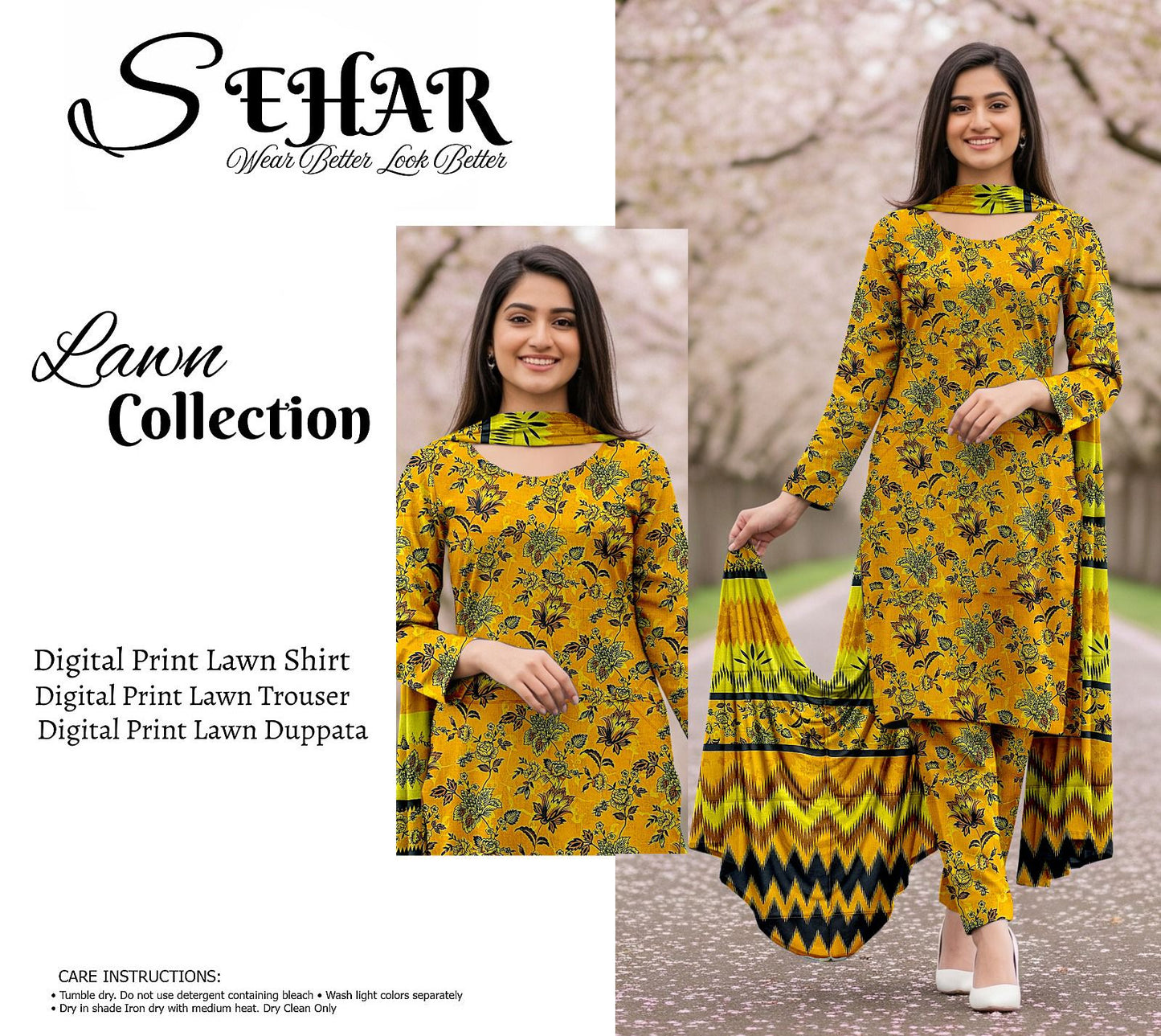 SAHAR DIGITAL LAWN THREE PIECE