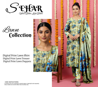 SAHAR DIGITAL LAWN THREE PIECE