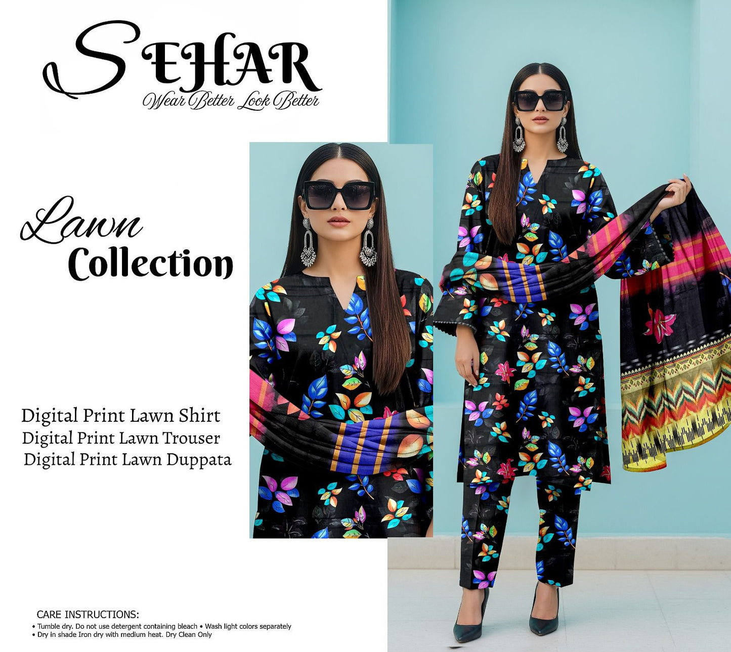 SAHAR DIGITAL LAWN THREE PIECE