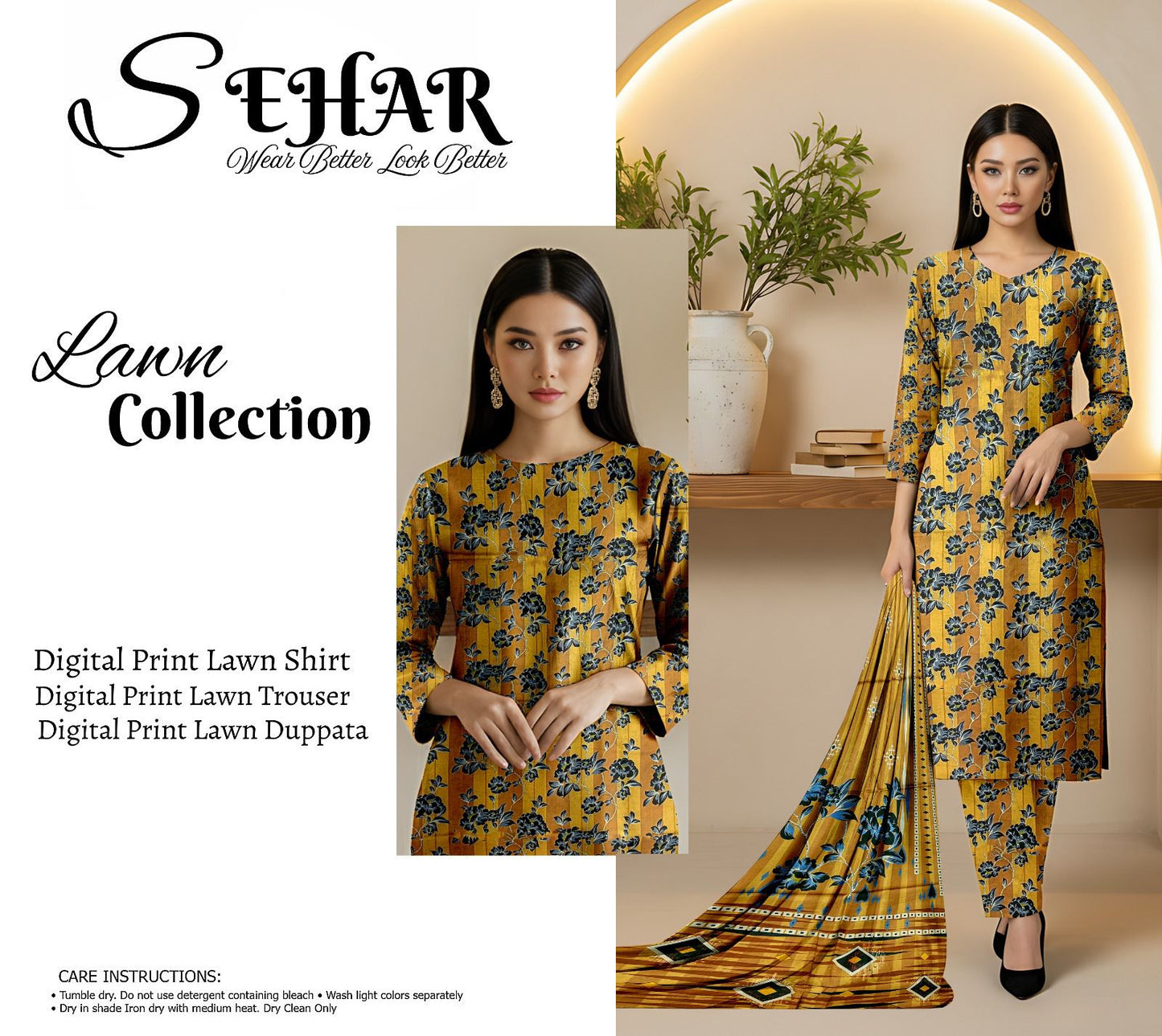 SAHAR DIGITAL LAWN THREE PIECE