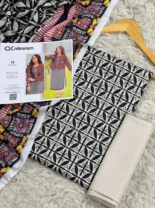 3 PIECE - AL KARAM  LAWN THREE PIECE