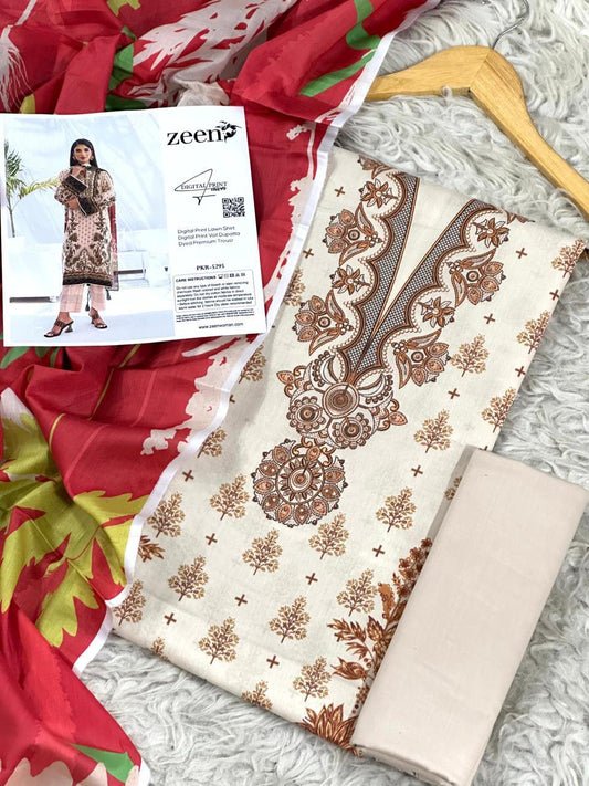 3 PIECE - ZEEN  LAWN THREE PIECE