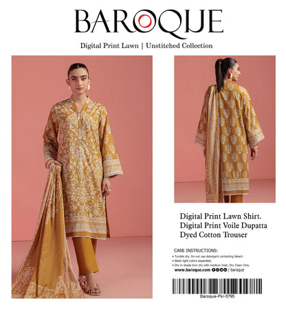 3 PIECE - BAROQUE LAWN THREE PIECE