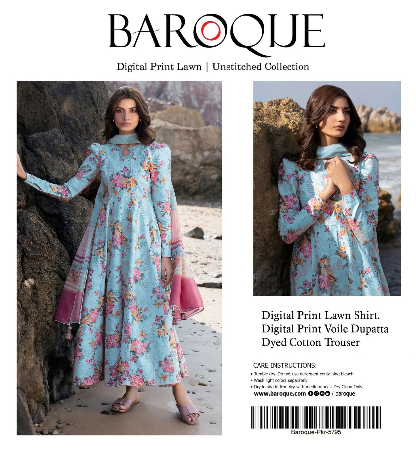 3 PIECE - BAROQUE LAWN THREE PIECE