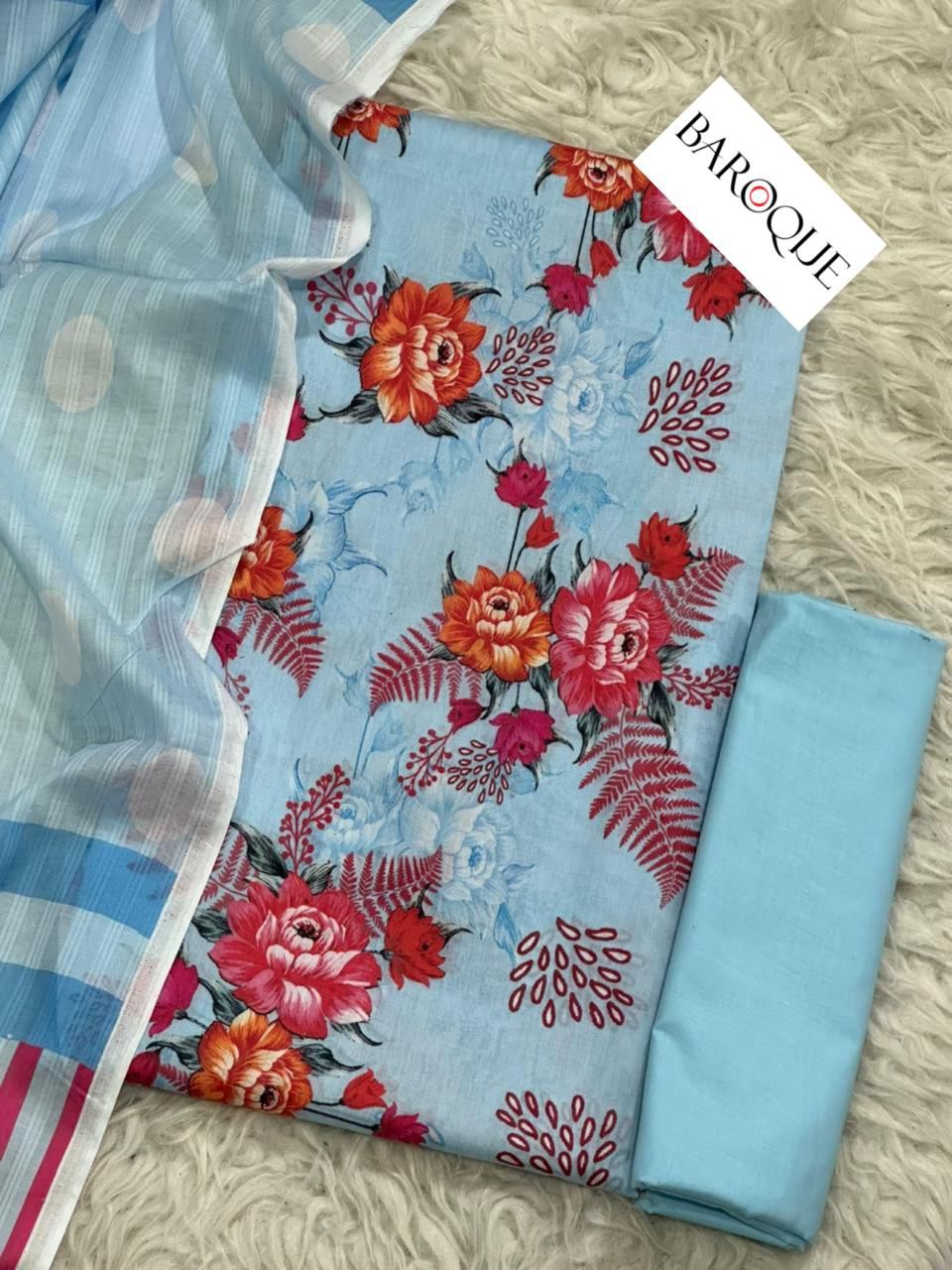 3 PIECE - BAROQUE LAWN THREE PIECE