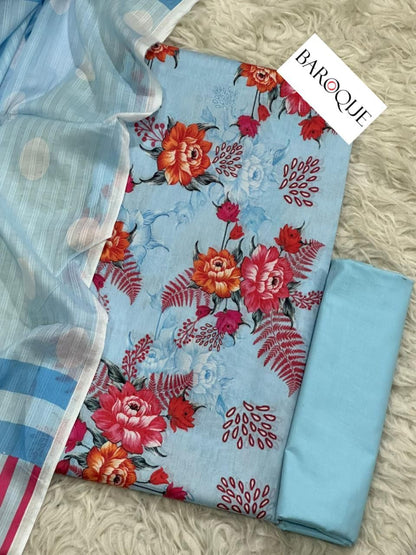 3 PIECE - BAROQUE LAWN THREE PIECE