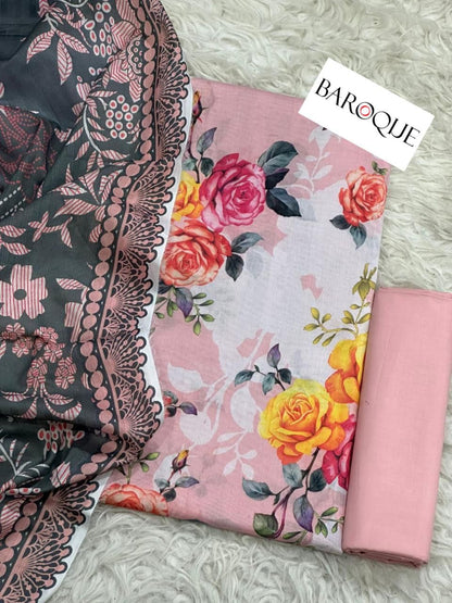 3 PIECE - BAROQUE LAWN THREE PIECE