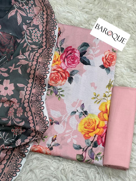 3 PIECE - BAROQUE LAWN THREE PIECE