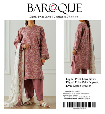 3 PIECE - BAROQUE LAWN THREE PIECE