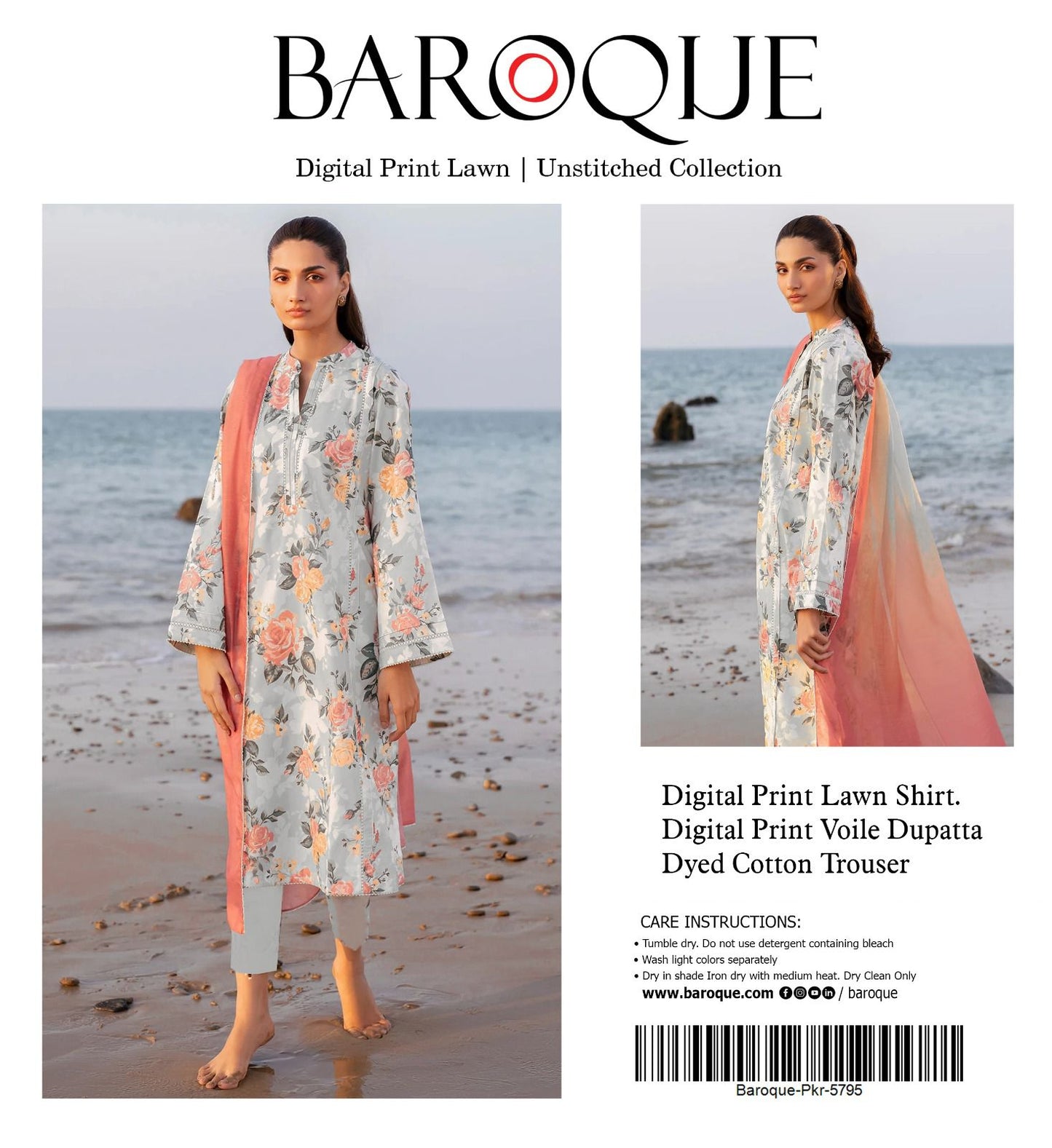 3 PIECE - BAROQUE LAWN THREE PIECE