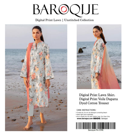 3 PIECE - BAROQUE LAWN THREE PIECE