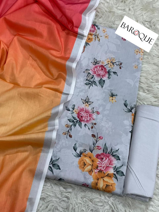 3 PIECE - BAROQUE LAWN THREE PIECE