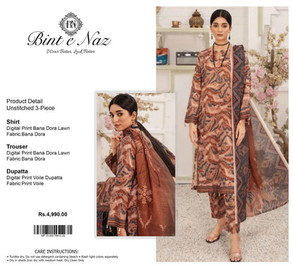3 PIECE - BINT E NAZ DORYA LAWN THREE PIECE