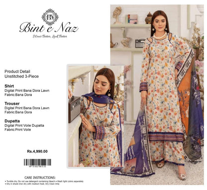3 PIECE - BINT E NAZ DORYA LAWN THREE PIECE