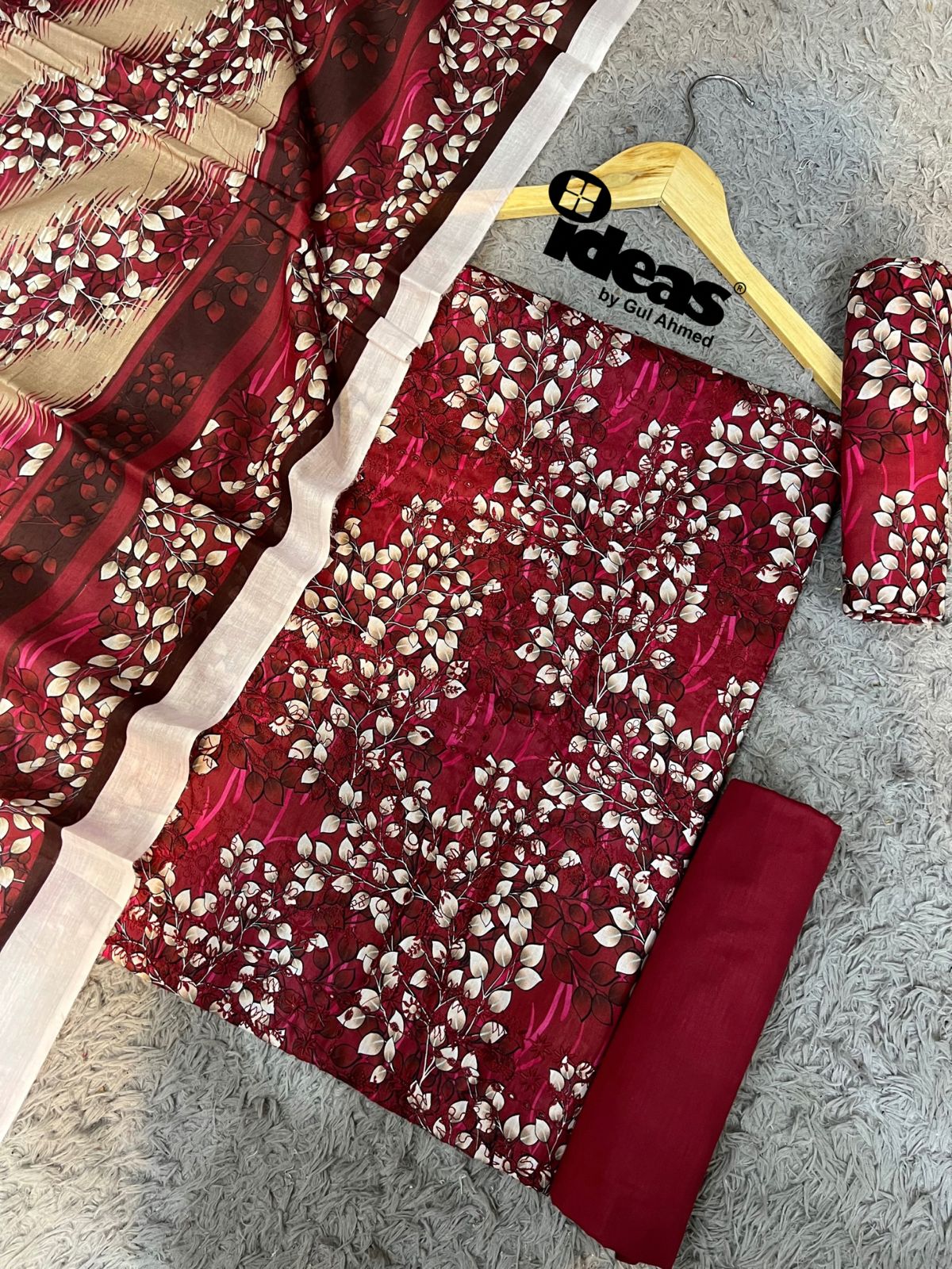 3-PIECE EMBROIDERED GUL AHMAD LAWN THREE PIECE