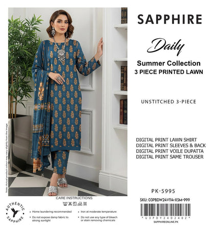 3-PIECE SAPPHIRE LAWN PRINTED