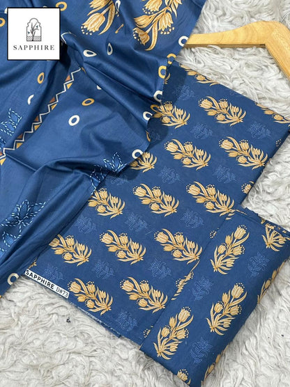 3-PIECE SAPPHIRE LAWN PRINTED