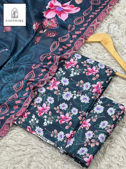 3-PIECE SAPPHIRE LAWN PRINTED