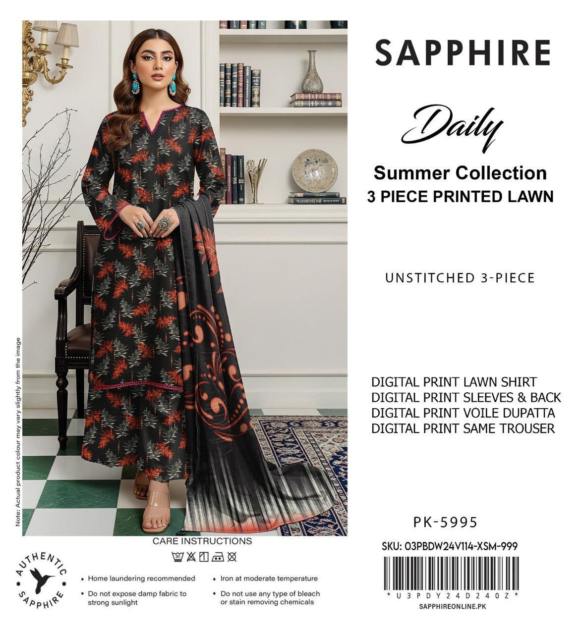 3-PIECE SAPPHIRE LAWN PRINTED