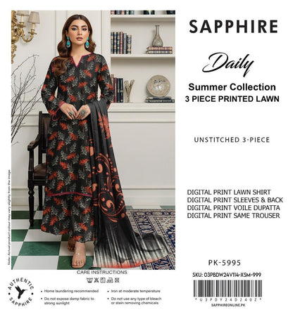 3-PIECE SAPPHIRE LAWN PRINTED