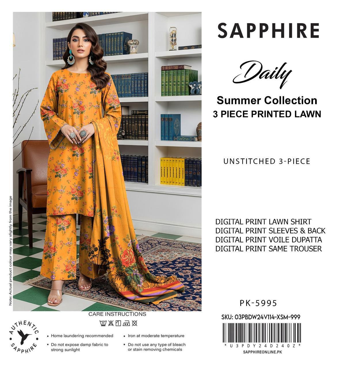 3-PIECE SAPPHIRE LAWN PRINTED