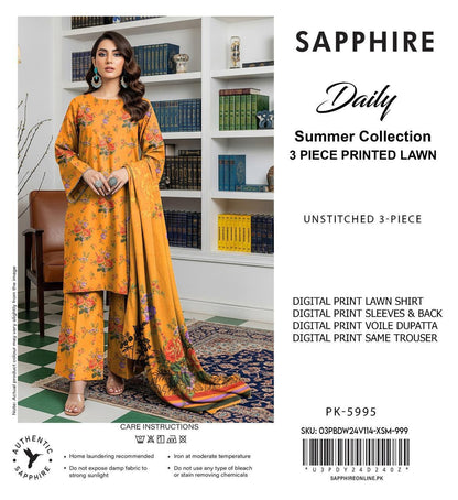 3-PIECE SAPPHIRE LAWN PRINTED