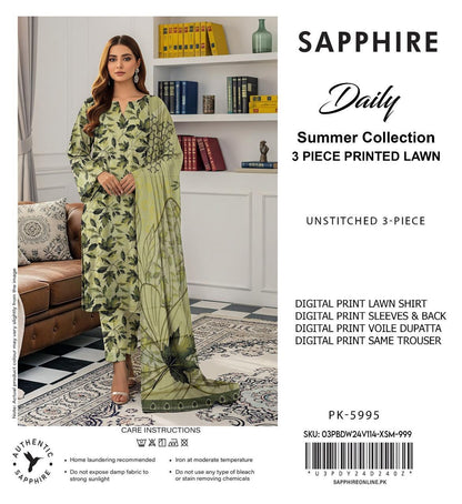 3-PIECE SAPPHIRE LAWN PRINTED