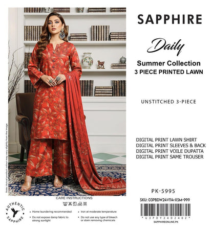 3-PIECE SAPPHIRE LAWN PRINTED