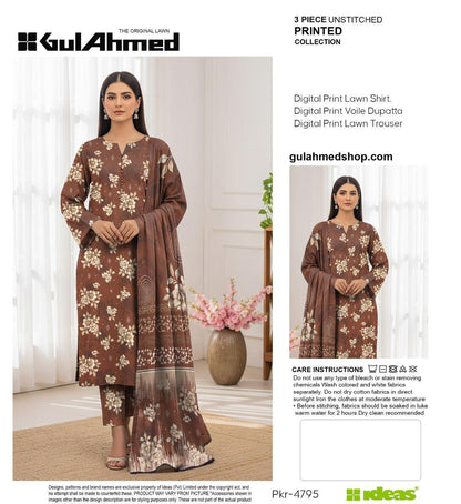 3-PIECE GUL AHMAD LAWN PRINTED