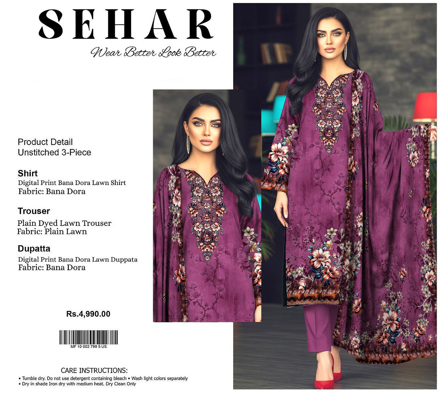 SEHAR DORYA LAWN THREE PIECE