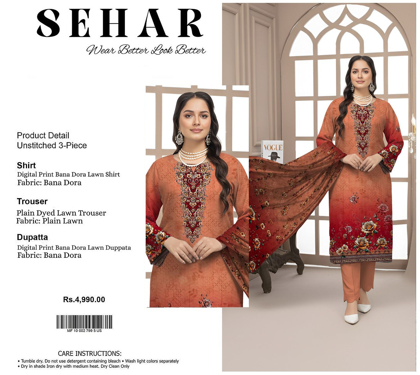 SEHAR DORYA LAWN THREE PIECE