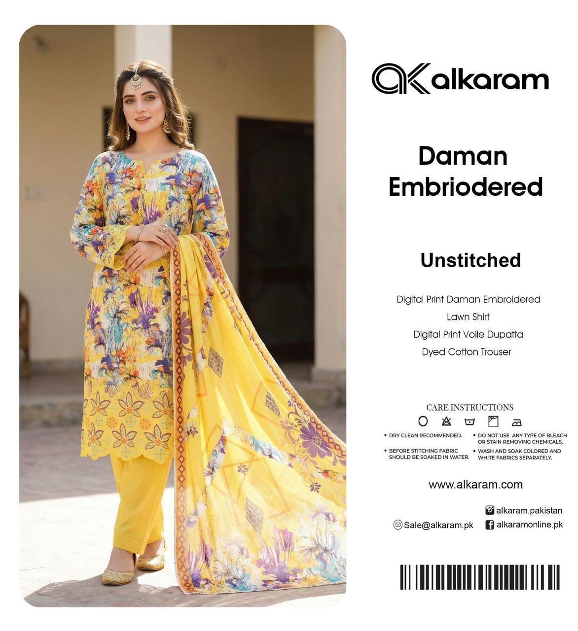 3 PIECE -AL KARAM EMBROIDERY LAWN