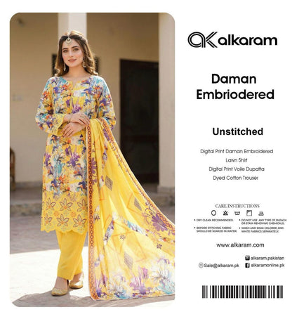 3 PIECE -AL KARAM EMBROIDERY LAWN