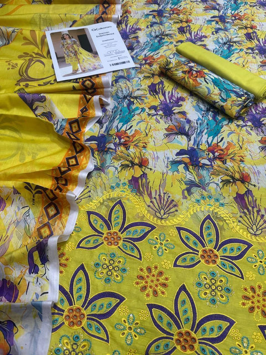 3 PIECE -AL KARAM EMBROIDERY LAWN
