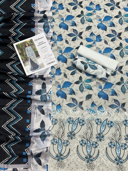 3 PIECE -AL KARAM EMBROIDERY LAWN