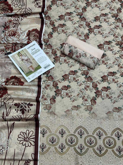 3 PIECE -SAPPHIRE EMBROIDERY LAWN